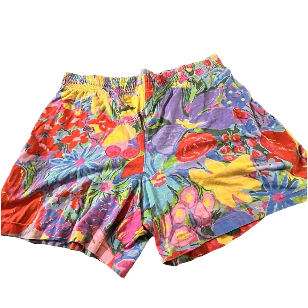 Done Art and Design Floral Cotton Shorts S Multi Boho Festival Maximalist Casual
